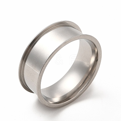 Non-Tarnish 201 Stainless Steel Grooved Finger Ring Settings STAS-P323-04P-1