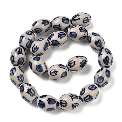 Handmade Blue and White Porcelain Beads PORC-I027-16B-1