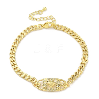 Brass Micro Pave Cubic Zirconia Link Bracelets LS-BJEW-S158-13G-A-1
