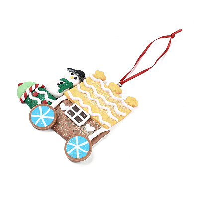 Christmas Car Handmade Polymer Clay Pendant Decorations HJEW-P017-03F-1