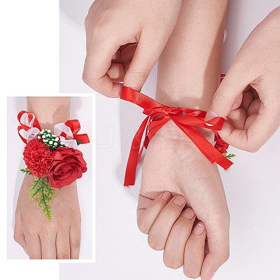 2PCS Silk Wrist Corsage AJEW-CP0001-51A-1