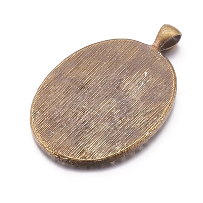 Oval Tibetan Style Alloy Big Pendant Cabochon Settings PALLOY-L164-01-NF-1