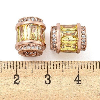 Rack Plating Brass Micro Pave Cubic Zirconia European Beads KK-F089-31RG-06-1