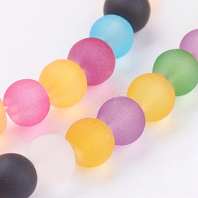 Frosted Glass Beads Strands FGLA-MSMC001-04-1