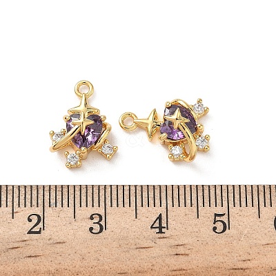 Brass Micro Pave Cubic Zirconia Pendants KK-D504-26B-G-1