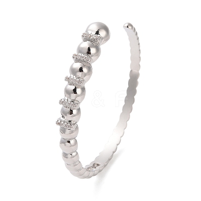 Brass Micro Pave Clear Cubic Zirconia Cuff Bangle BJEW-K239-02P-1