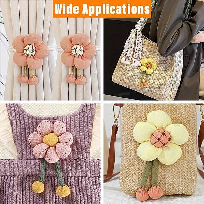 1 Sets 6Pcs 6 Styles Flower Fabric Brooches Mixed Colors ST-CJ0038-001-1