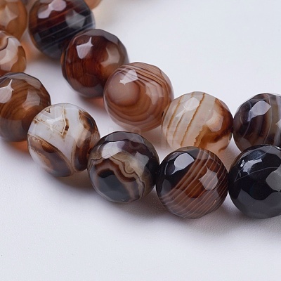 Natural Striped Agate/Banded Agate Beads Strands G-G581-8mm-11-1