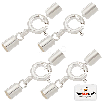 4 Sets 925 Sterling Silver Spring Ring Clasps STER-BBC0001-45B-1