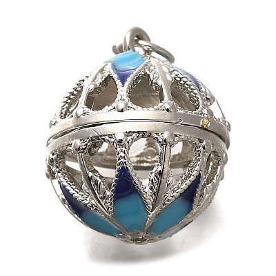 Rack Plating Brass Enamel Bead Cage Pendants KK-M313-11P-01-1