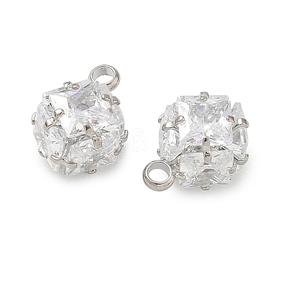 Brass Pave Clear Cubic Zirconia Charms CU-CBAD360-08P-02-1