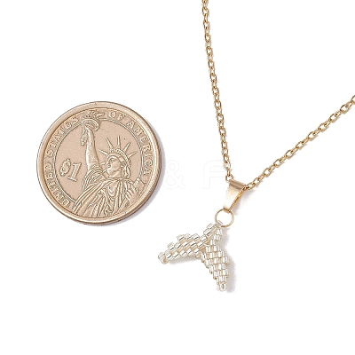 MIYUKI Delica Beads Beaded Mermaid Tail Pendant 304 Stainless Steel Cable Chain Necklaces for Women NJEW-MZ00130-02-1