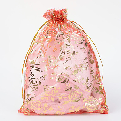 Rose Printed Organza Bags OP-R021-13x18-06-1