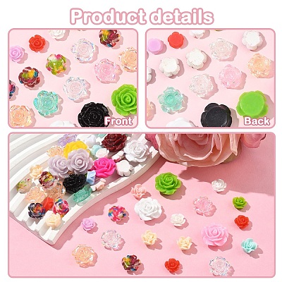 50Pcs 5 Styles Resin Cabochons CRES-YW0002-40-1