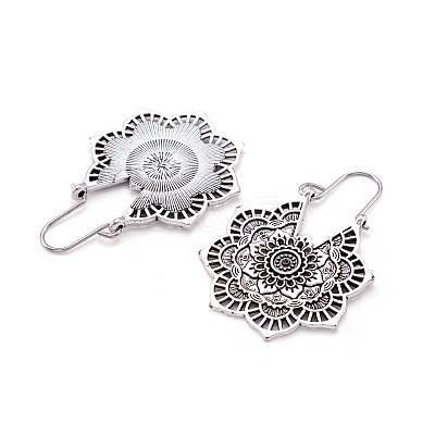 Bohemian Retro Style Alloy Dangle Hoop Earrings EJEW-TAC0003-01AS-1