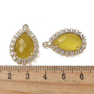 Natural Korean Jade Faceted Teardrop Pendants G-I375-01G-05-1