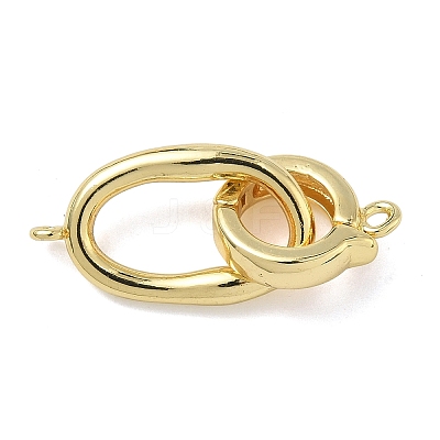 Oval Brass Fold Over Clasps KK-Z143-20G-1