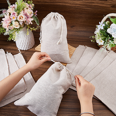 10Pcs Cotton Packing Pouches Drawstring Bags ABAG-ME0001-08-1