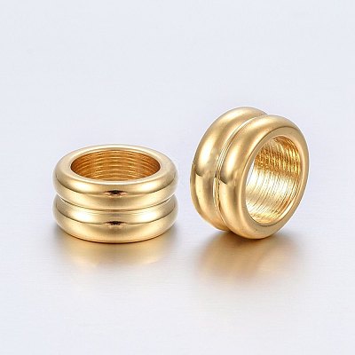 304 Stainless Steel Grooved Beads STAS-E436-13G-1