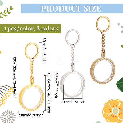 3pcs 3 colors Commemorative Coin Acrylic Pendant Keychain Sets KEYC-FG0001-09A-1