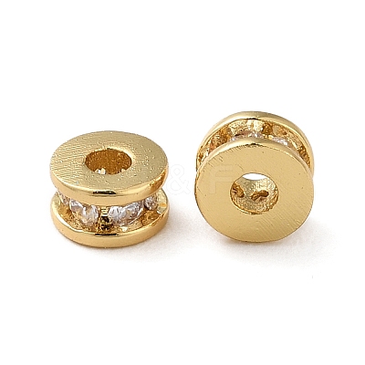 Rack Plating Brass Pave Cubic Zirconia Beads KK-K346-32G-1