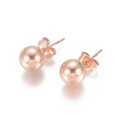Ion Plating(IP) 304 Stainless Steel Stud Earrings EJEW-L215-57E-RG-1