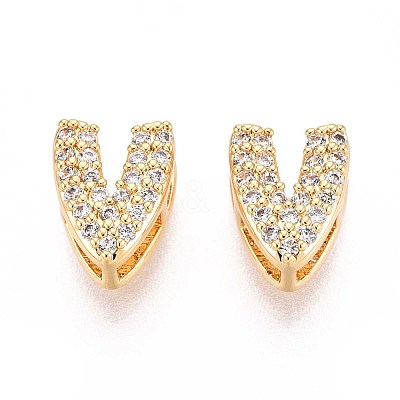 Brass Micro Pave Clear Cubic Zirconia Beads KK-T071-17G-V-1