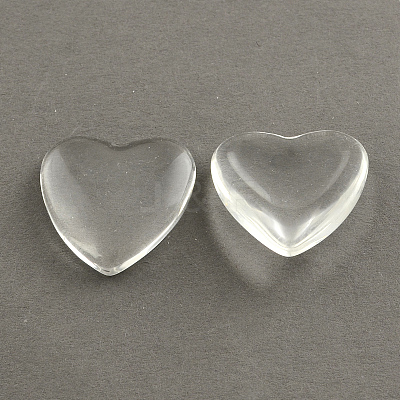 Transparent Glass Heart Cabochons GGLA-R021-12mm-1
