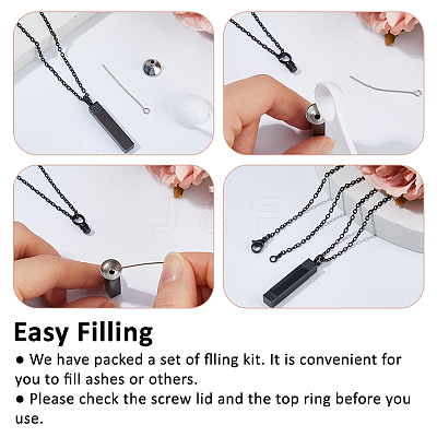 1Pc 304 Stainless Steel Cuboid Pendant Urn Ashes Necklaces NJEW-FH0001-35A-1