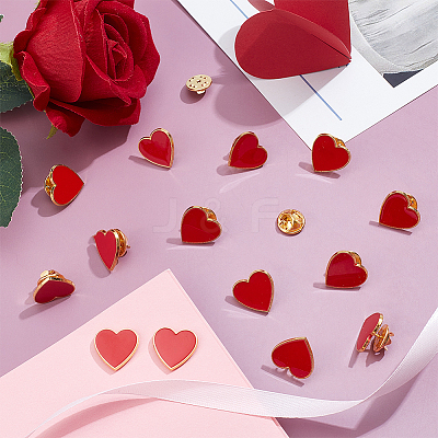 15Pcs Alloy Enamel Lapel Pin Backs Heart JEWB-UN0002-73-1