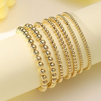 7Pcs CCB Round Beaded Stretch Bracelets WGF8C34-01-1