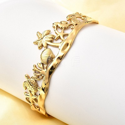 Summer 304 Stainless Steel Cuff Bangles for Women BJEW-F510-01G-1
