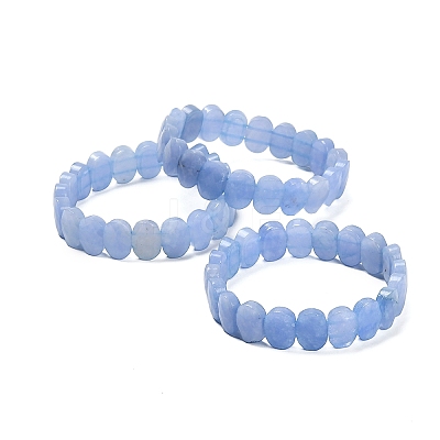 Oval Natural Malaysia Jade Beaded Stretch Bracelets G-P589-02A-01-1