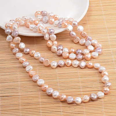 Natural Pearl Nuggets Beaded Necklace NJEW-P126-A-01D-01-1