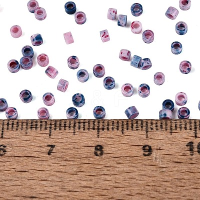 Opaque Picasso Cylinder Glass Beads SEED-Q039-06A-07-1