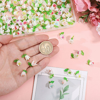 240Pcs 8 Colors ABS Plastic Imitation Pearl Pendants PALLOY-CA00026-1