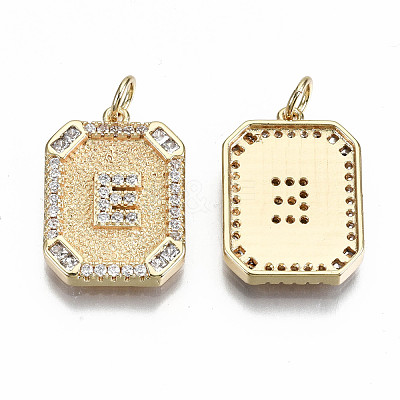 Brass Micro Pave Clear Cubic Zirconia Pendants KK-S356-234E-G-NF-1