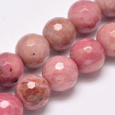 Faceted Natural Rhodonite Round Bead Strands X-G-M289-02-6mm-1