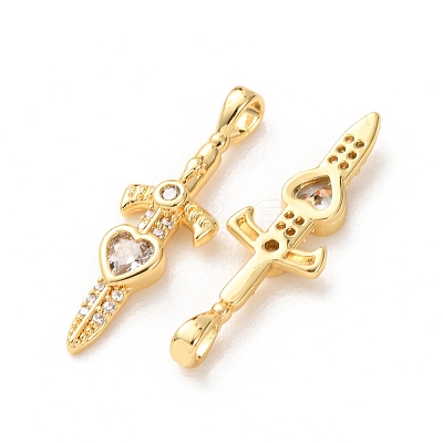 Brass Micro Pave Clear Cubic Zirconia Pendants KK-A304-27A-G-1