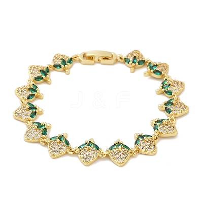 Brass Micro Pave Cubic Zirconia Link Bracelets for Women BJEW-Z126-05G-01-1