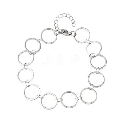 304 Stainless Steel Ring Link Chain Bracelets BJEW-P373-02D-P-1