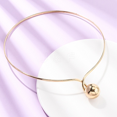 201 Stainless Steel Ball Charm Rigid Choker Necklaces for Women NJEW-Z098-05G-1