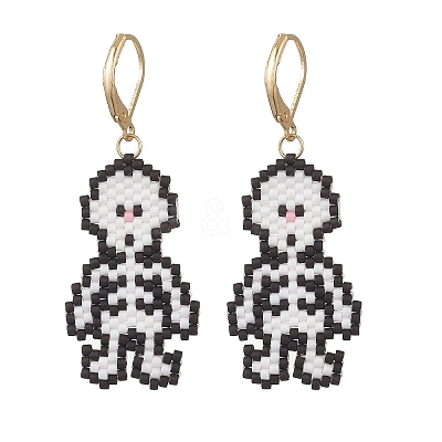 MIYUKI Delica Beads Beaded Skeleton Leverback Earrings EJEW-MZ00580-1