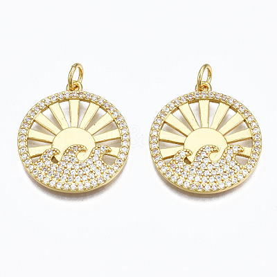 Brass Micro Pave Clear Cubic Zirconia Pendants ZIRC-N039-125-NF-1
