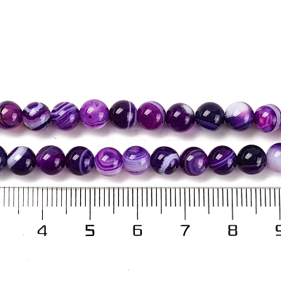 Natural Striped Agate/Banded Agate Beads Strands G-H037-A02-03-1