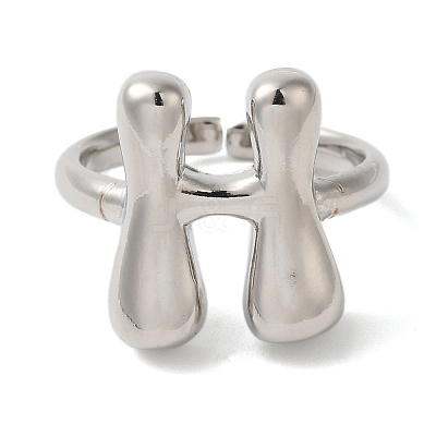 Initials Brass Open Cuff Ring for Women RJEW-N046-02H-P-1
