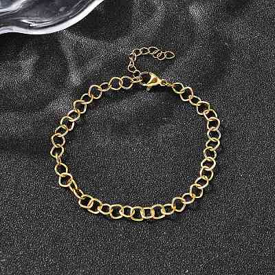 304 Stainless Steel Link Chain Bracelets for Women Men BJEW-A050-02G-1