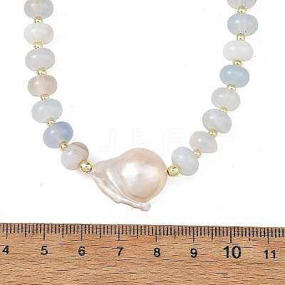 Natural Banded Agate Bead Necklaces NJEW-JN06631-1