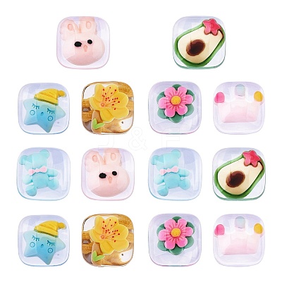 14Pcs 7 Styles Transparent Resin Cabochons CRES-SZ0001-36-1