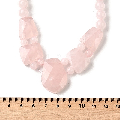 Natural Rose Quartz Faceted Bib Graduated Beaded Necklaces for Women NJEW-B128-01M-1